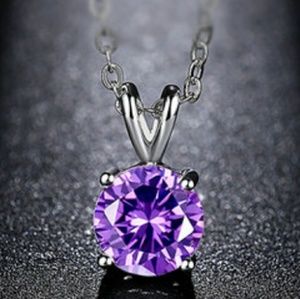 18 Kt White Gold filled Necklace with purple stone
